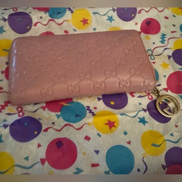 GUCCI Guccissima Leather Zip Around Wallet Pink Gold w/ COA - Picture 3 of 10